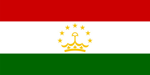 Tajikistan flag, official colors and proportion. Vector illustration.
