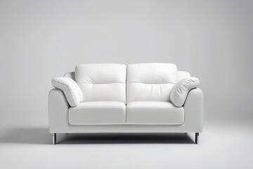 White leather sofa isolated on white background - ai generative