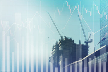 Stock financial index of successful investment on property development business and construction...
