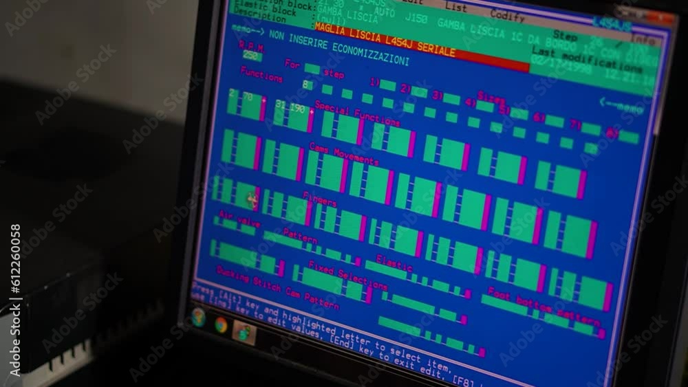 Poster the computer screen controls the production unit and the design of the garment in a socks production