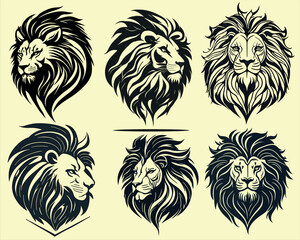 Obraz premium Lion Head Eps, Lion Clipart, Lion Head, Lion Cut Files for Circuit, Lion Silhouette, Animals Silhouette