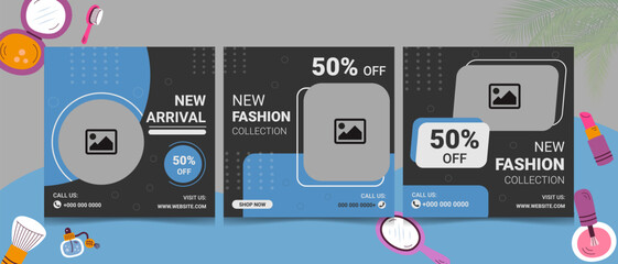 New fashion collection sale offer price only blue color background top 5 supper fashion package design element for sexy women free home delivery women only buy bundle offer social media post idea 202
