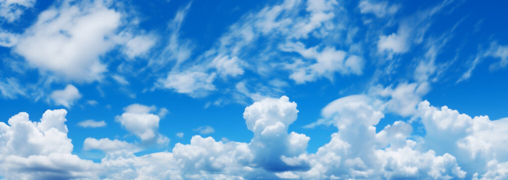 blue sky background with clouds. Generative AI © Tkz26 Graphics