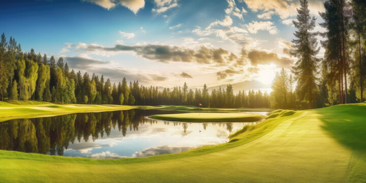 Golf course landscape. Generative AI