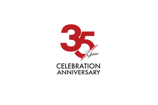 35th, 35 Years, 35 Year Anniversary With Red Color Isolated On White Background, Vector Design For Celebration Vector