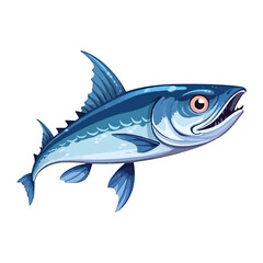 Obraz premium Whimsical Barracuda: Captivating 2D Illustration with a Curious Underwater Explorer