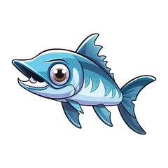 Obraz premium Whimsical Barracuda: Captivating 2D Illustration with a Curious Underwater Explorer