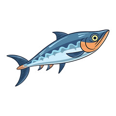 Fototapeta premium Whimsical Barracuda: Captivating 2D Illustration with a Curious Underwater Explorer
