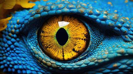 Extreme Macro Close Up of lizards eye leaves, Generative Ai
