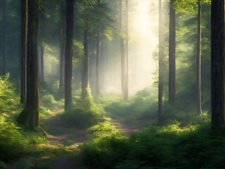 Fototapeta premium forest landscape, created with generative ai technology