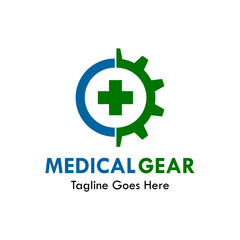 Obraz premium Medical gear design logo template illustration