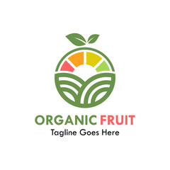 Organic fruit or organic farm design logo template illustration