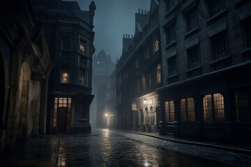Fototapeta Medieval london night. Generate Ai obraz