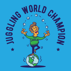 Juggler Juggling World Champion Vector Illustration Design