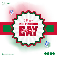 Vector illustration of Maldives Independence Day 26 July social media story feed mockup template
