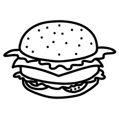 Hand drawn burger icon. Doodle burger illustration