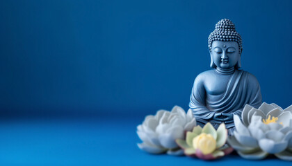 buddhism background with buddha and lotus