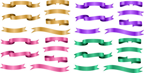 Set of decorative ribbons of different colors. Ribbon banners for the design