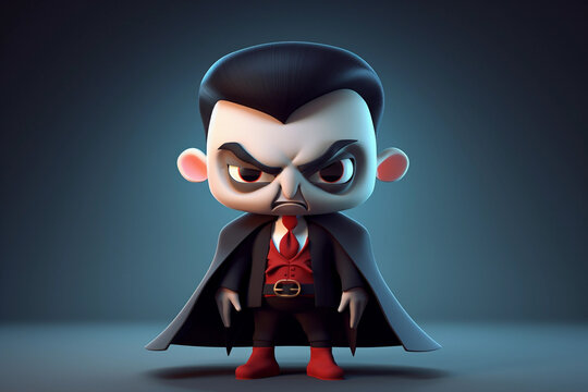 Cute 3d Dracula, Halloween character design, Generative AI
