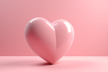 Simple 3D heart on pink background. Generative AI illustration