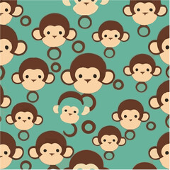 cute simple monkey pattern, cartoon, minimal, decorate blankets, carpets, for kids, theme print design
