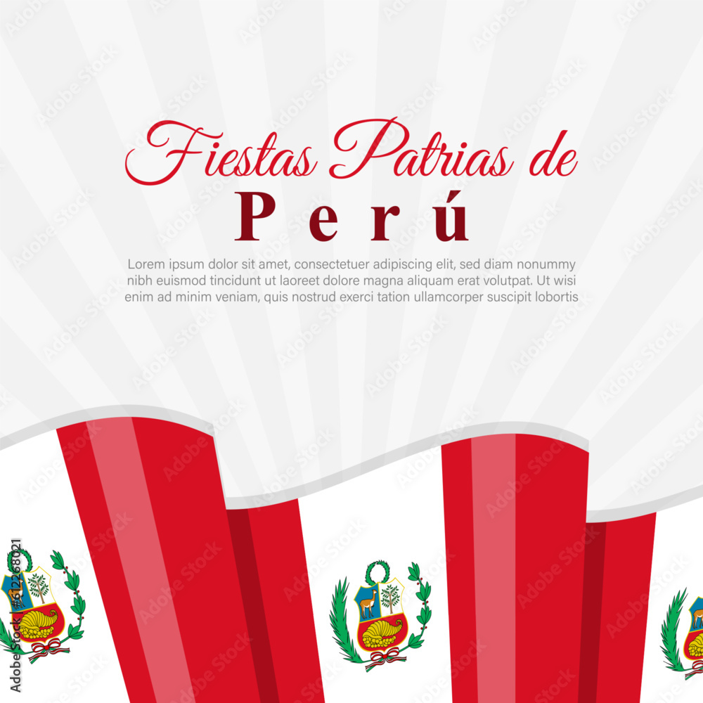 Wall mural Vector illustration of Happy Peruvian National Holidays social media story feed mockup template