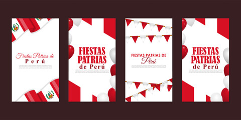 Vector illustration of Peru Independence Day 28 July social media story feed set mockup template