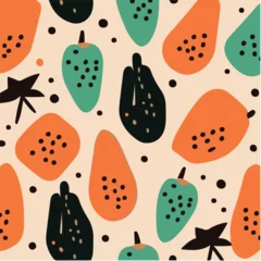 Foto op Plexiglas cute simple papaya pattern, cartoon, minimal, decorate blankets, carpets, for kids, theme print design  © le