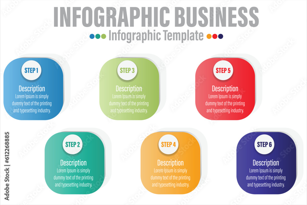 Poster infographic template with numbers six option can be used for workflow layout, diagram, number step u