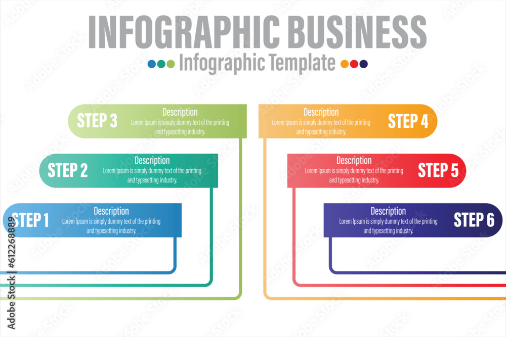 Poster six rectangle timeline steps or option workflow infographic plan concept design vector with icons. b