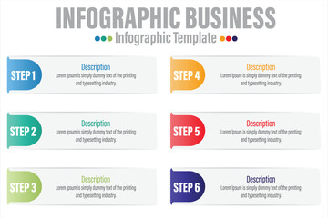 6 Steps, six 6 option Paper note shape elements with steps,road map,options,milestone,timeline,processes or workflow.Business data visualization.Creative step infographic template for presentation.