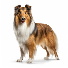collie dog isolated on a white background, ai generative