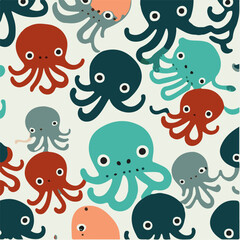cute simple octopus pattern, cartoon, minimal, decorate blankets, carpets, for kids, theme print design
