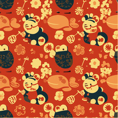 cute simple chinese new year pattern, cartoon, minimal, decorate blankets, carpets, for kids, theme print design
