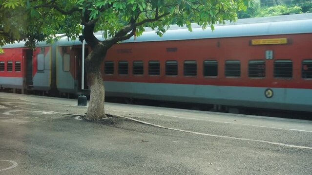 July 4th 2022 Jammu And Kashmir India. Train passing thorough Katra railway Station. Shri Mata Vaishno Devi Express