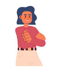 Latina entrepreneur arms crossed with confidence semi flat colorful vector character. Self-confident girl. Editable half body person on white. Simple cartoon spot illustration for web graphic design