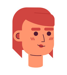 Redhead woman portrait semi flat vector character head. Beautiful female with red hair. Editable cartoon avatar icon. Face emotion. Colorful spot illustration for web graphic design, animation
