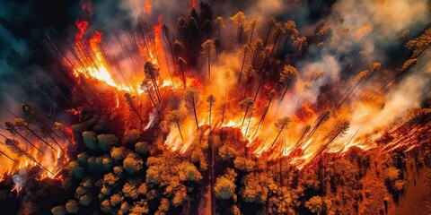 AI Generated. AI Generative. Canada american forest tree global fire burn danger. Firefighter team work strong work. Graphic Art