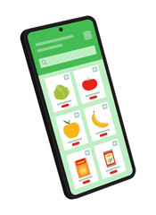 Online grocery shopping app on smartphone