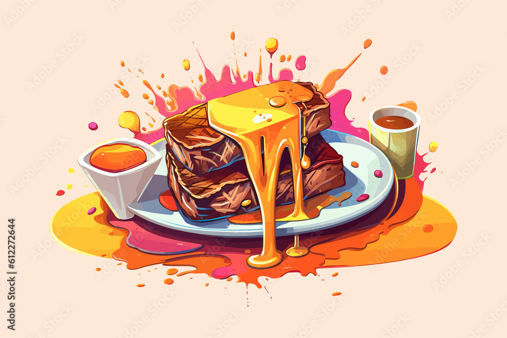 Aufkleber Steak menu  graphic design. Flat Generative AI