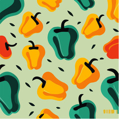 cute simple bell pepper pattern, cartoon, minimal, decorate blankets, carpets, for kids, theme print design
