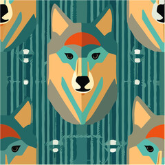 cute simple wolf pattern, cartoon, minimal, decorate blankets, carpets, for kids, theme print design
