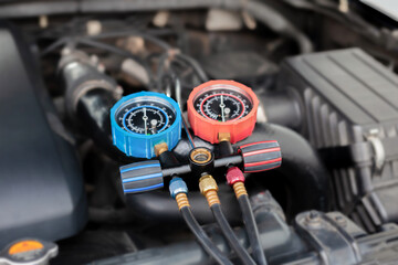 Car air conditioner check service, leak detection, fill refrigerant.Device and meter liquid cooling...