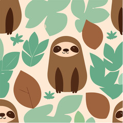 cute simple sloth pattern, cartoon, minimal, decorate blankets, carpets, for kids, theme print design
