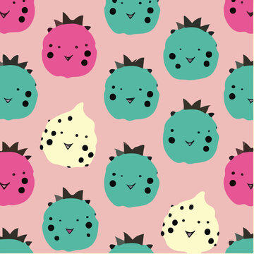 cute simple dragonfruit pattern, cartoon, minimal, decorate blankets, carpets, for kids, theme print design
