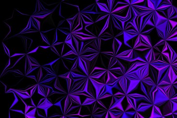 Wallpaper. Blue-pink ornamental polygons on black background, modern abstract pattern
