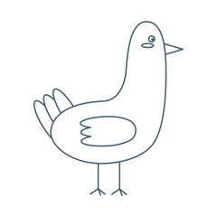 Cute blue seagull, sea bird. Line art.