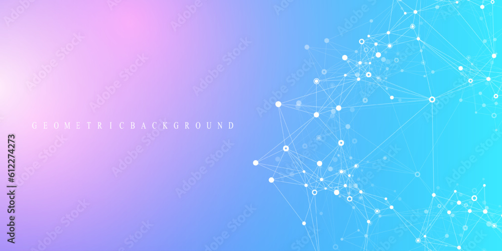 Poster Global network background. Social network communication in the global business concept. Big data visualization. Internet technology. Vector illustration.