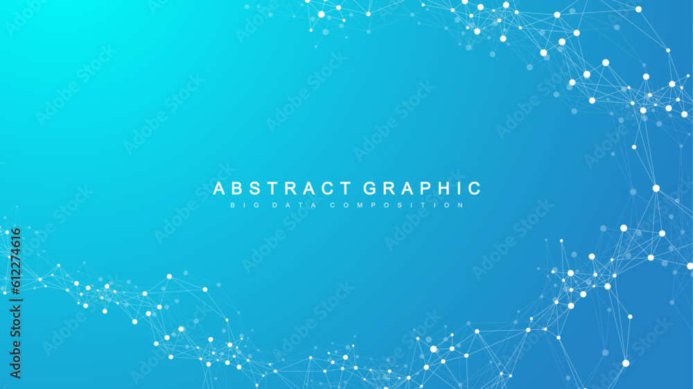 Poster Global network background. Social network communication in the global business concept. Big data visualization. Internet technology. Vector illustration.