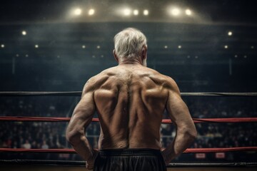 Fototapeta na wymiar Old man boxer boxing. Generate Ai